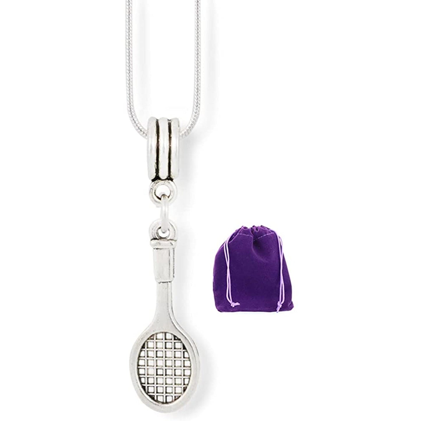 Tennis Racquet Necklace Sport Charm Snake Chain Necklace-0