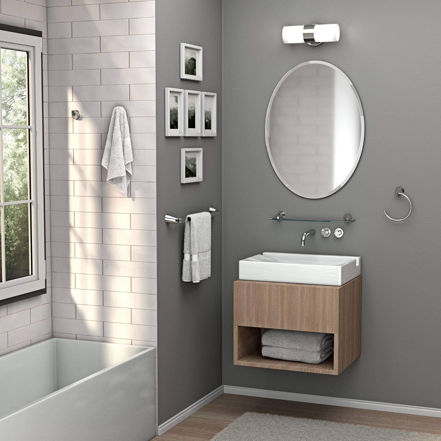 Bathroom Wall Mirror 32 Inch High 24 Inch Wide Beveled Frameless Oval For Bath Vanity And Living Room-4