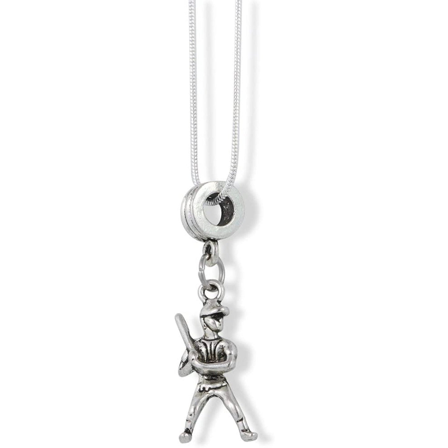 Baseball Player Ready to Swing Bat Charm Necklace-0