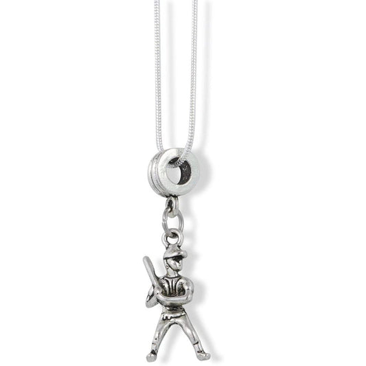 Baseball Player Ready to Swing Bat Charm Necklace-0