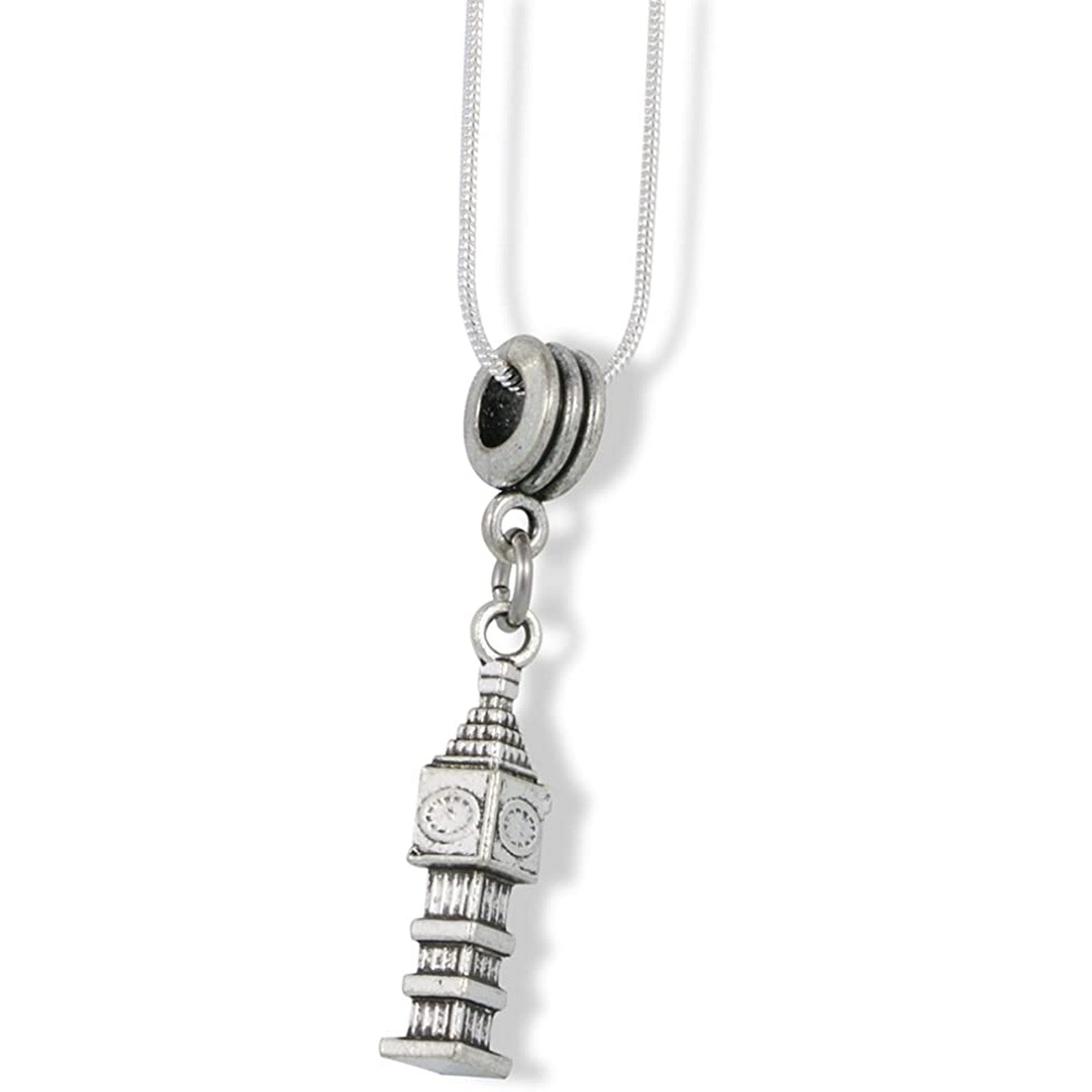 Clock Tower Big Ben Charm Snake Chain Necklace-0