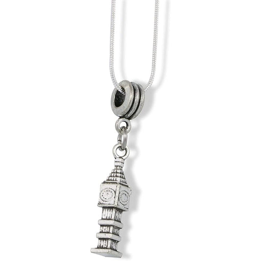 Clock Tower Big Ben Charm Snake Chain Necklace-0