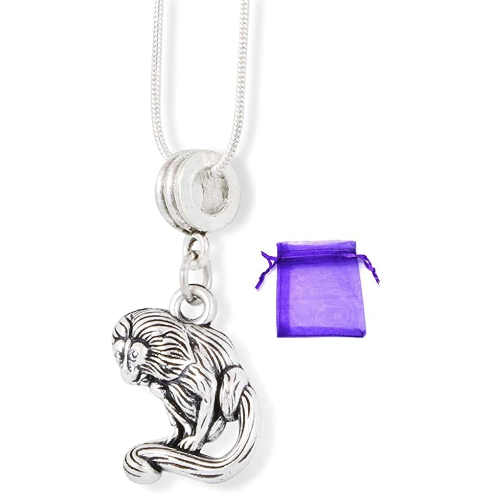 Macaque Long Tailed Monkey Necklace Pendant Jewelry-0