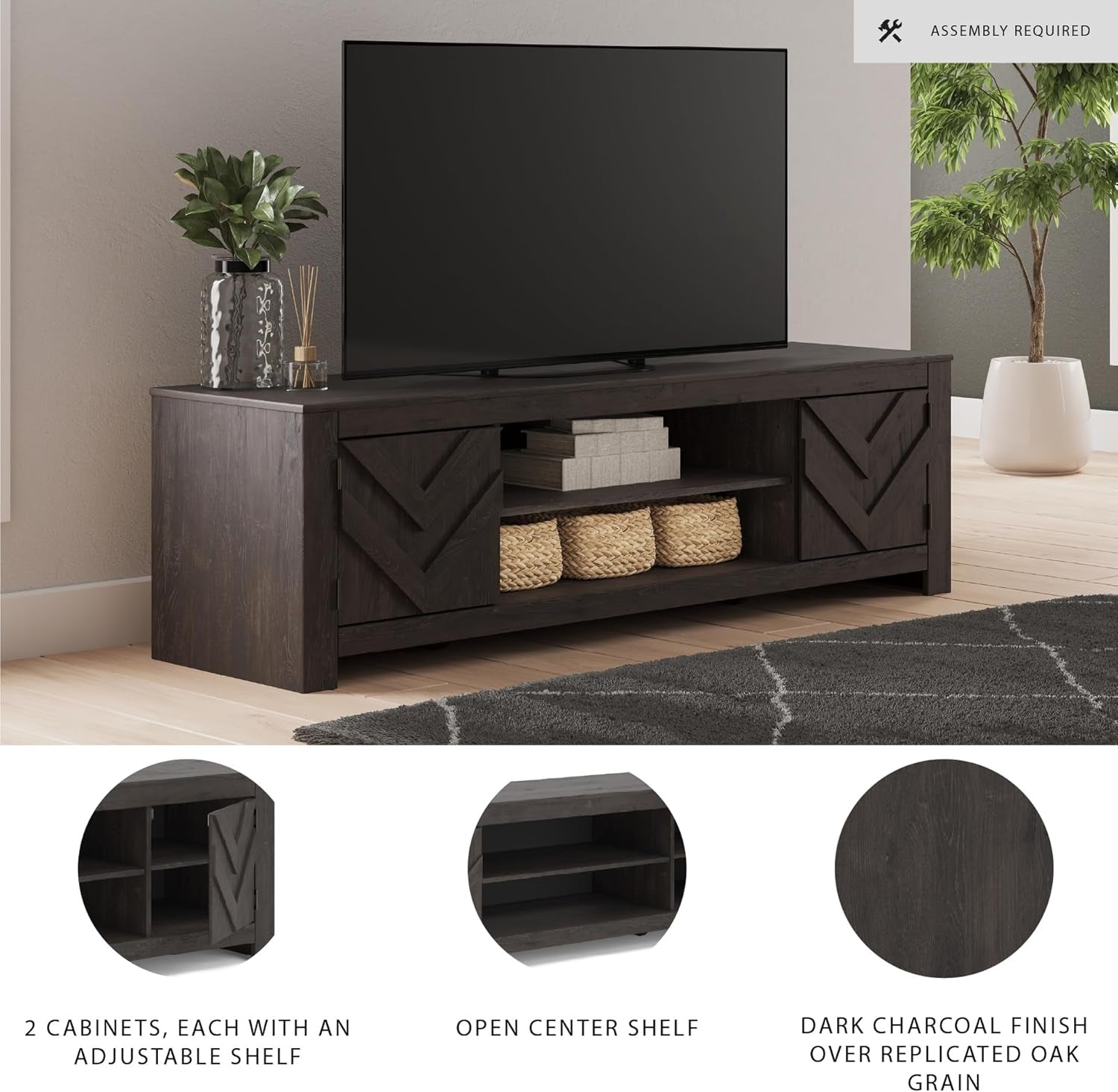 Cayboni Contem porary SeventyOneInch TV Stand Ebony-2