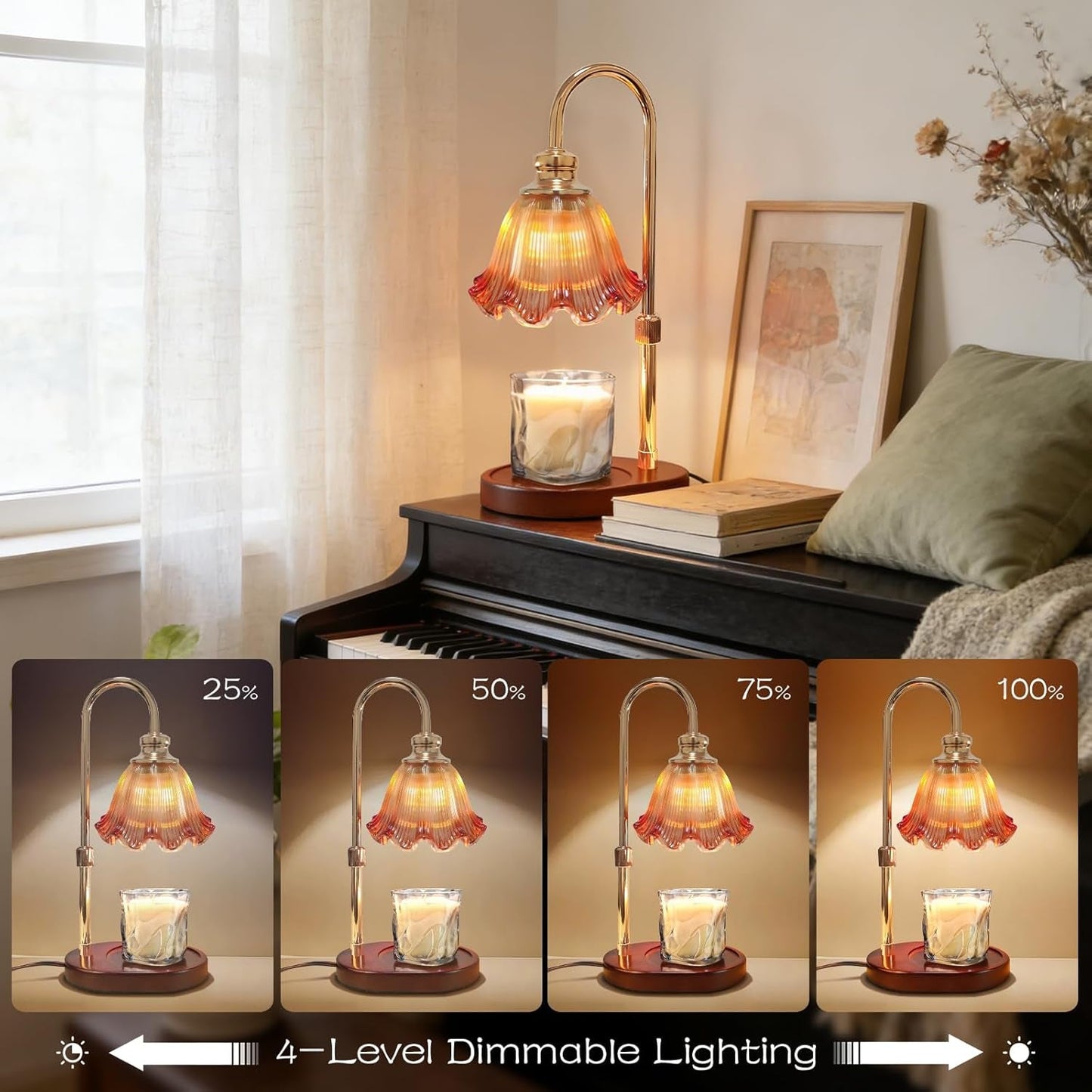 Dimmable Timer Adjustable Height Candle Warmer Lamp For Home-4