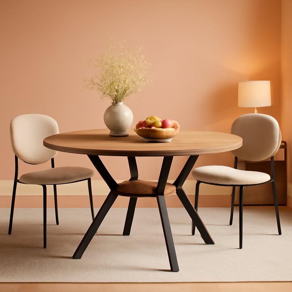 42 Inch Round Farmhouse Dining Table With Compact Storage-0