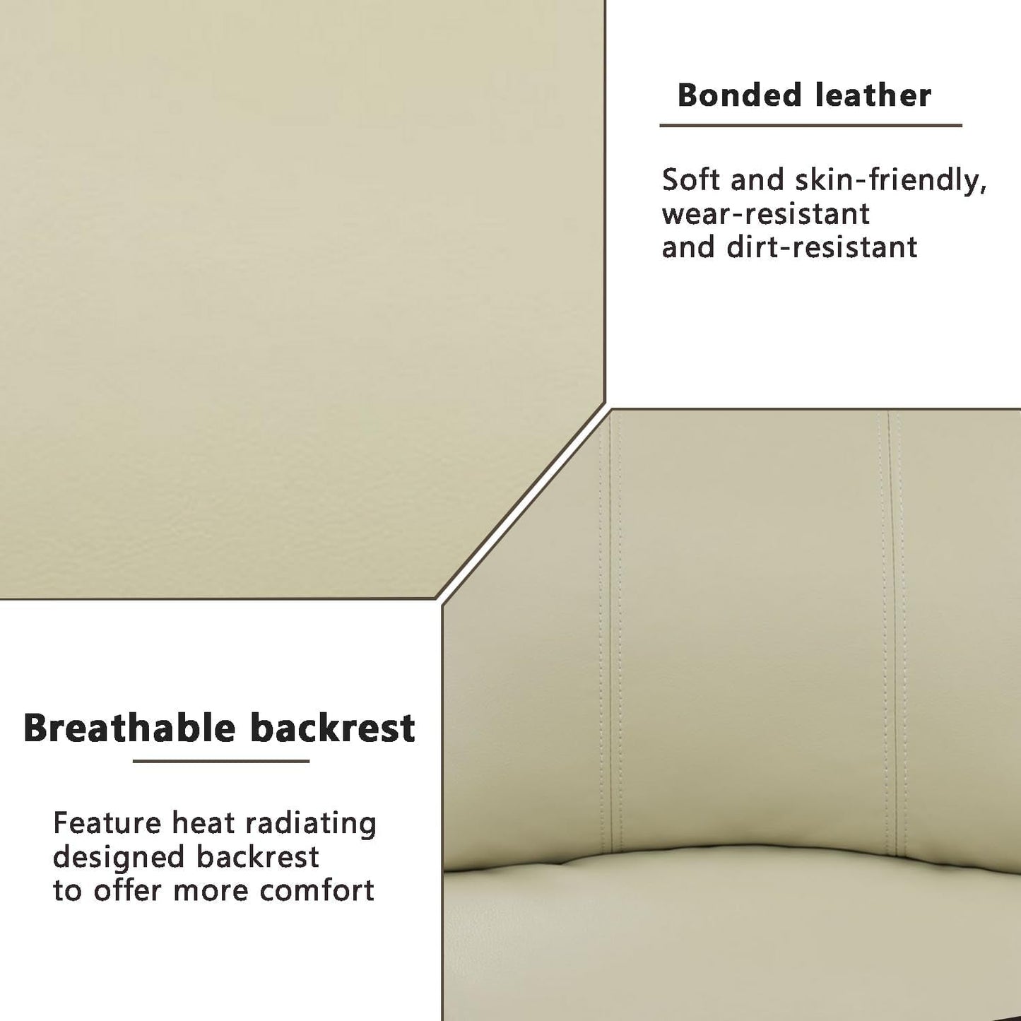 Beige Leather Recliner Sofa Set With Built In Coffee Table-3
