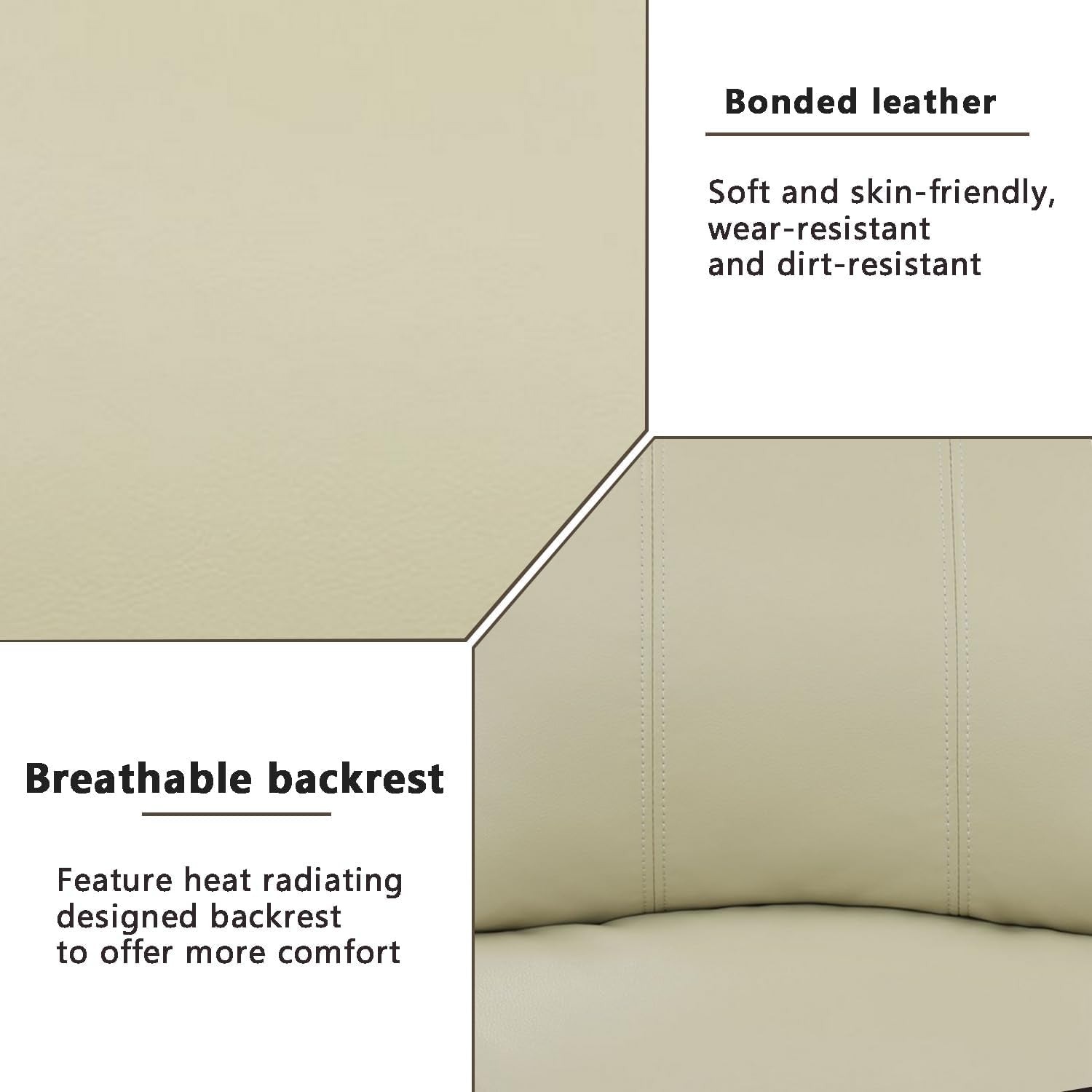 Beige Leather Recliner Sofa Set With Built In Coffee Table-3