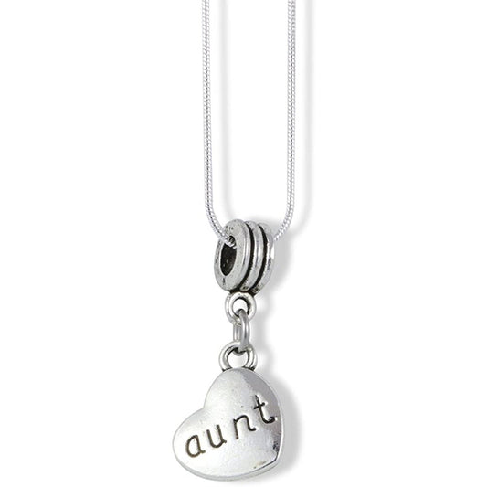 Aunt on a Heart Charm Snake Chain Necklace-0