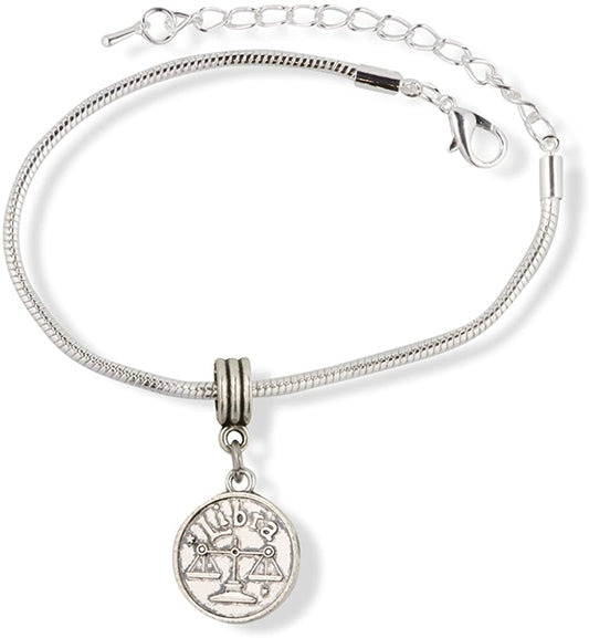 Emerald Park Jewelry Libra Astrology Sign Snake Chain Charm Bracelet-0
