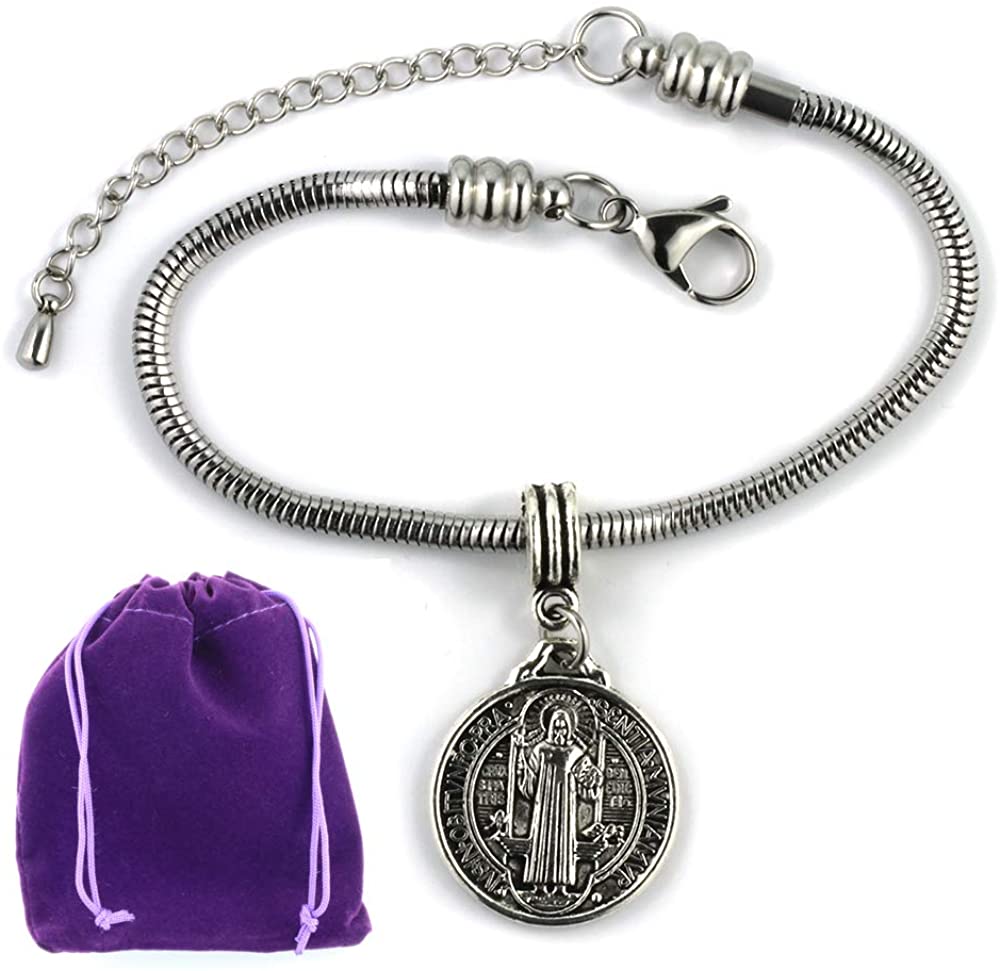St Benedict Bracelet | Stainless Steel Snake Chain Bracelet-0