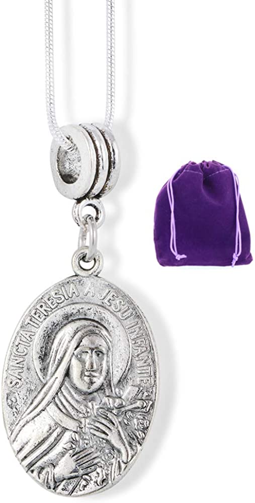Emerald Park Jewelry Mother Teresa | Saint Teresa Patron Saint of Flowers and The Little Ways Beautiful Medal for Those That Love Saint Teresa-0