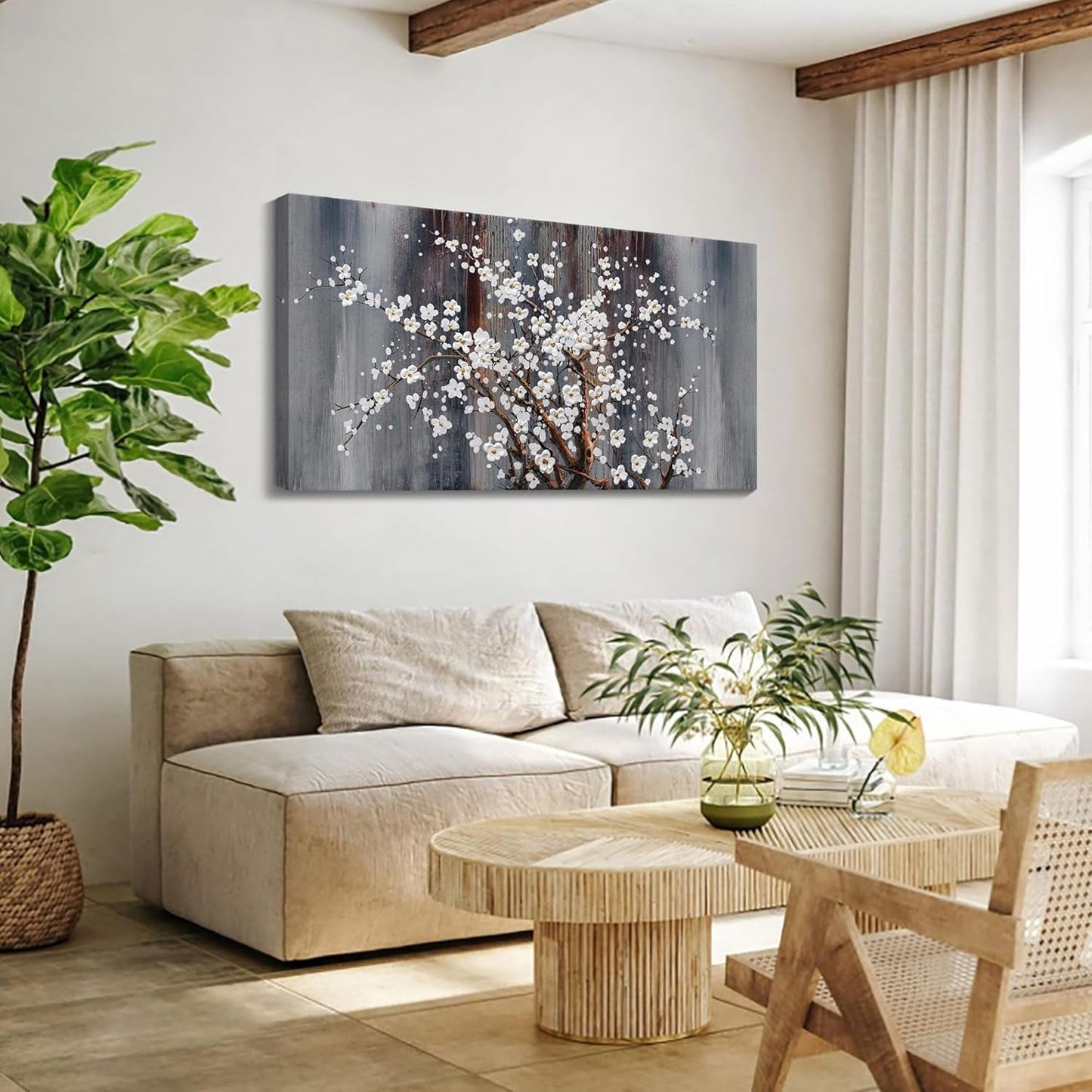 Premium Oversized Canvas Wall Art 20x40 Inches White-1
