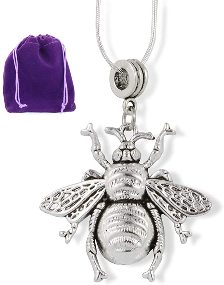 Large Fly Insect Bug Charm Snake Chain Necklace-0