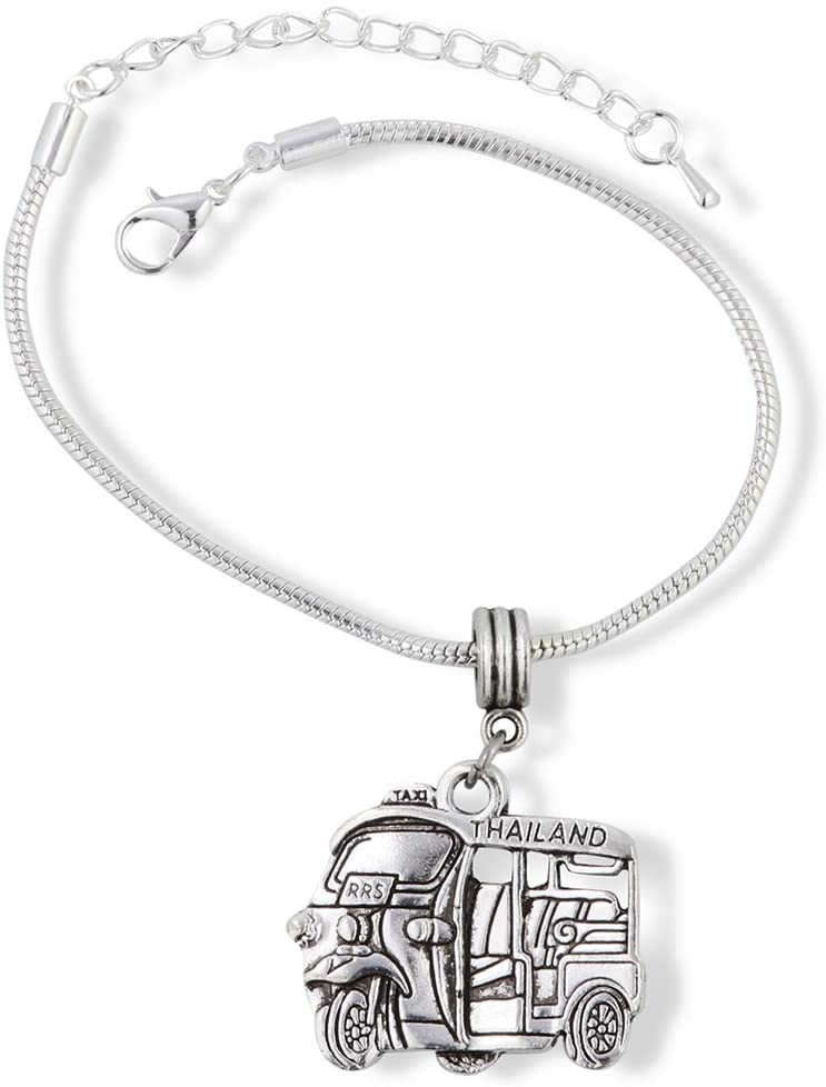 Thailand Tuk Tuk Taxi Snake Chain Charm Bracelet-0