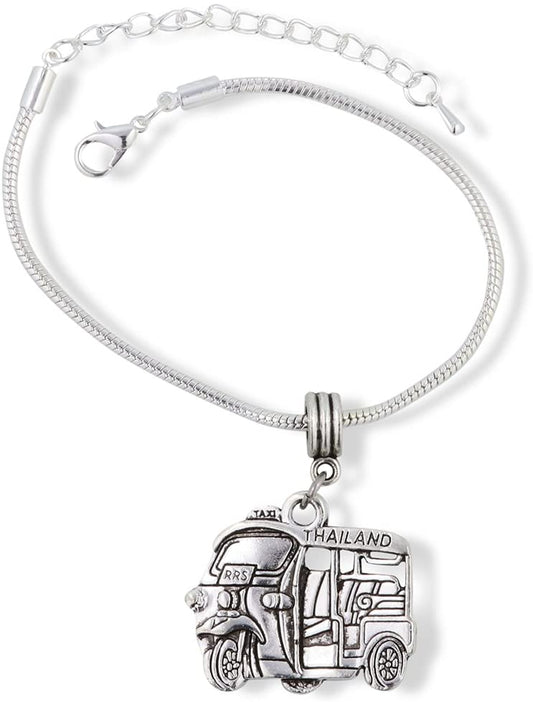 Thailand Tuk Tuk Taxi Snake Chain Charm Bracelet-0