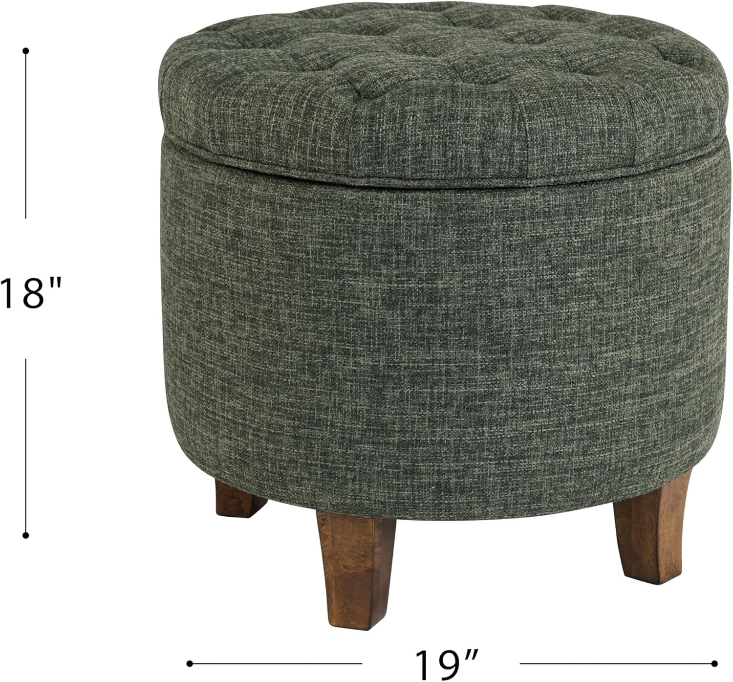 Green Clover Upholstered Round Tufted Ottoman Storage-2