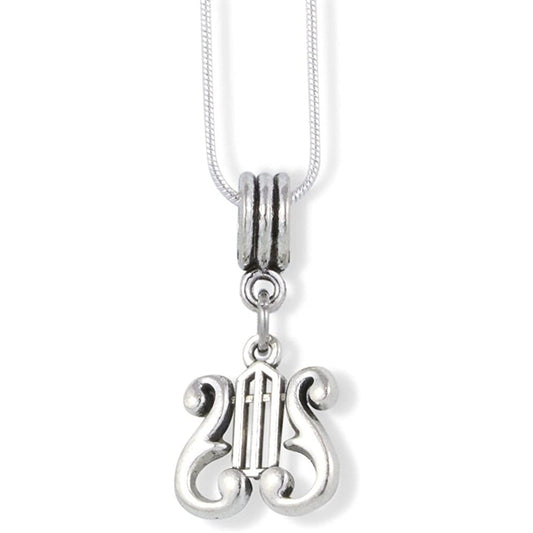 Harp Goddess Musical Instrument Charm Snake Chain Necklace-0