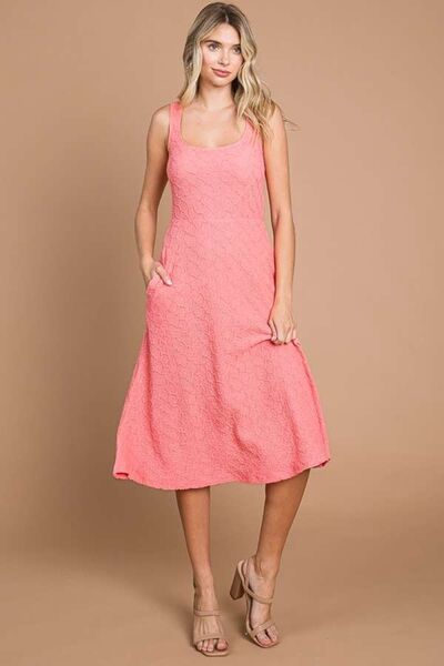 Culture Code Texture Square Neck Tank Dress with Pockets-0