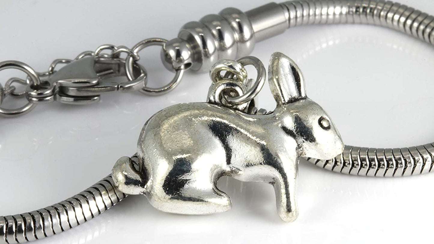 Rabbit Bracelet for Women | A Rabbit Gift with a Bunny Rabbit Charm on a Hypoallergenic Stainless Steel Snake Chain Bracelet Great Rabbit Gifts for Women or Men or Rabbit Jewelry as the Rabbit Gift-2