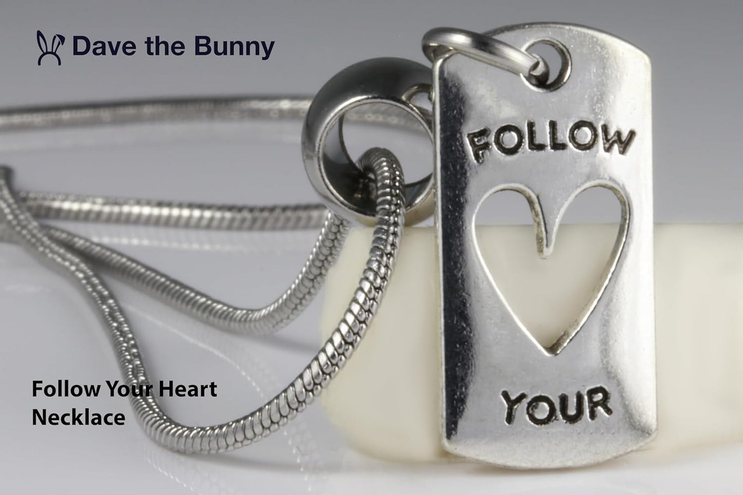 Dave The Bunny Follow Your Heart Necklace - An Inspirational Necklace Elegant Stainless Steel Snake Chain Best Friend Necklace with Alloy Charm, Perfect Friendship Necklace, Heart Necklace for Women-3