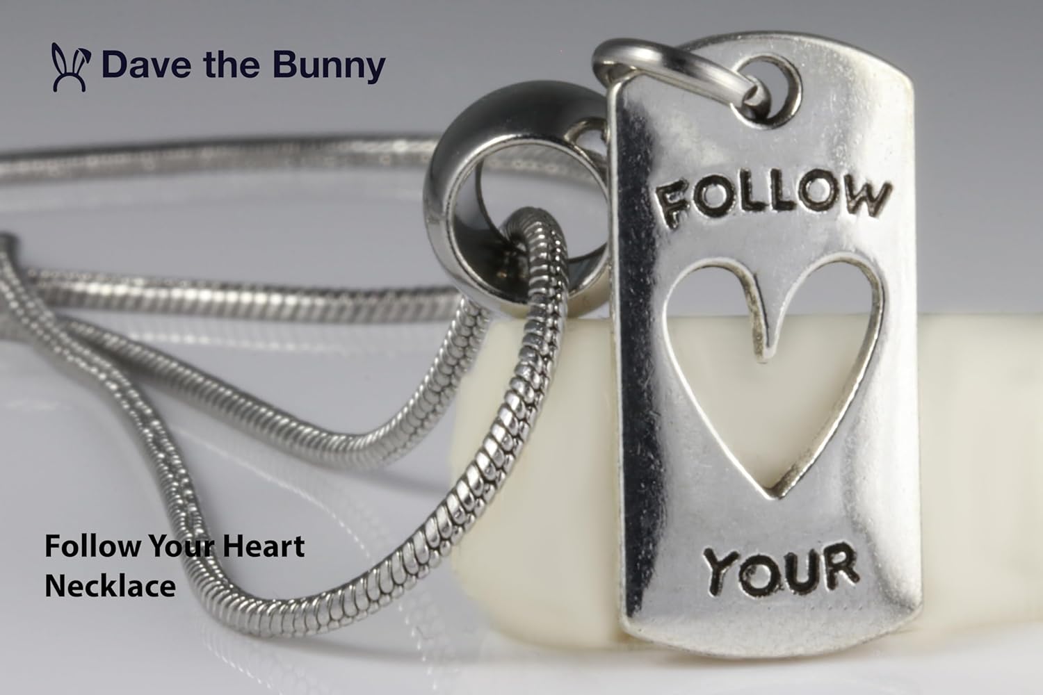 Dave The Bunny Follow Your Heart Necklace - An Inspirational Necklace Elegant Stainless Steel Snake Chain Best Friend Necklace with Alloy Charm, Perfect Friendship Necklace, Heart Necklace for Women-3