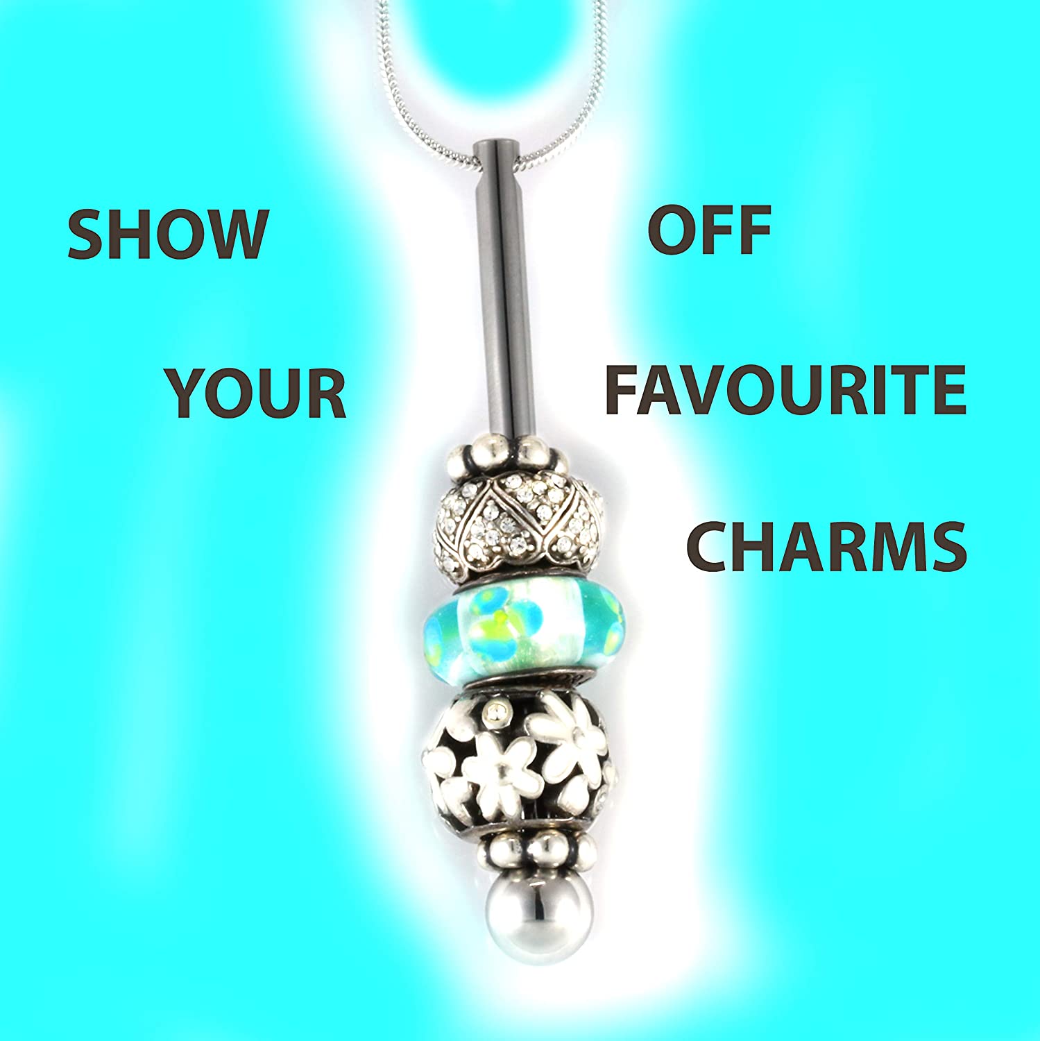 Charm Holder | The Varenna Charm Necklace Creates Charm Necklaces that You Want using Your Own Charms Compatible with Pandora This is a Great Gift for Someone with Charms they are proud of-3