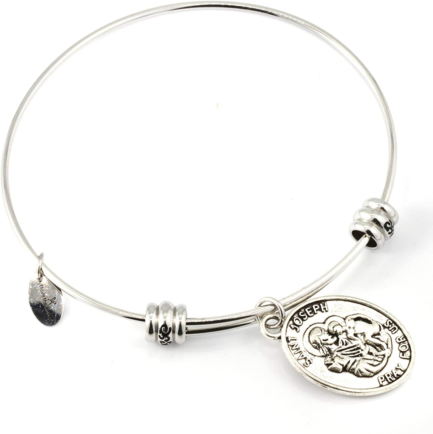 St Joseph Medal | St Joseph Bracelet Bangle makes Great Saint Joseph Jewelry for Men or Women-2
