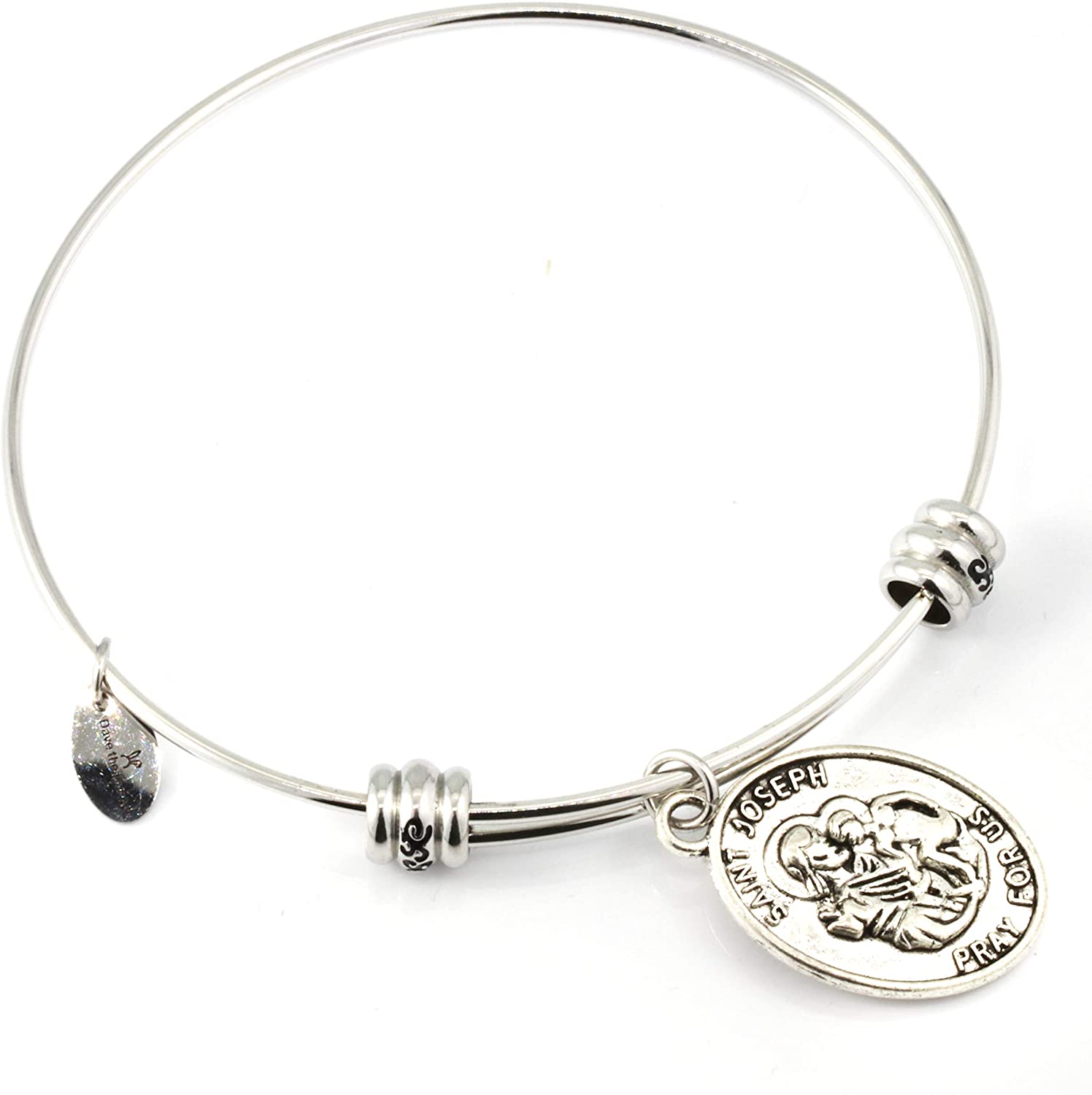 St Joseph Medal | St Joseph Bracelet Bangle makes Great Saint Joseph Jewelry for Men or Women-2