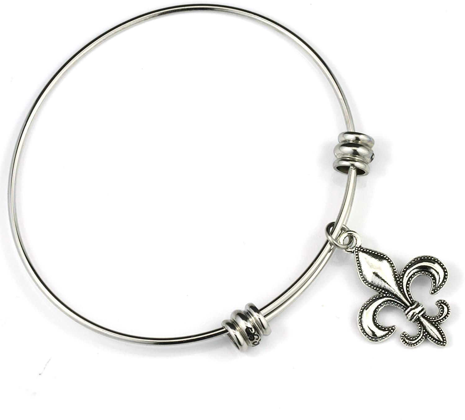 Fleur de Lis Bracelet | Fleur de Lis Jewelry Bangle Stainless Steel Hypoallergenic Fleurdelis Jewelry for Women and Men Unusual Jewelry for Women and Men with one of The Nicest Fleur de Lis Charms-4