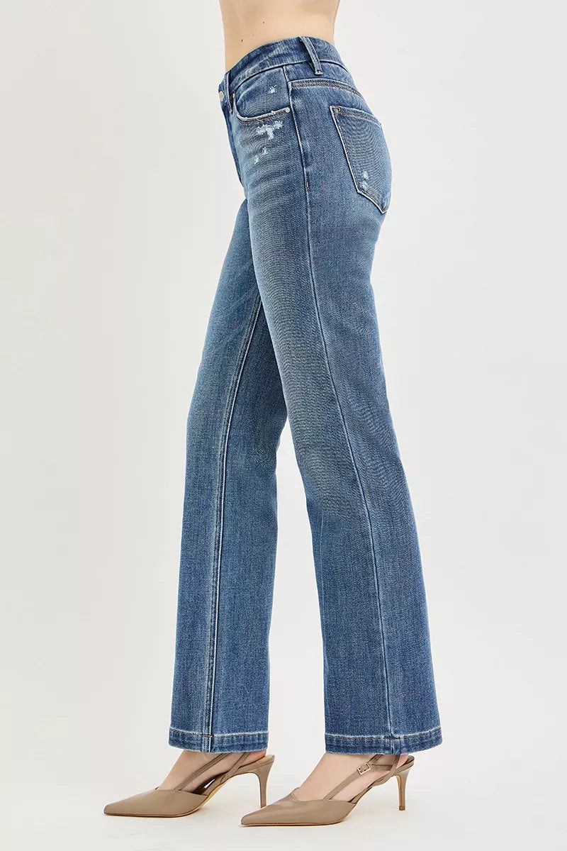 RISEN Tummy Control Stretch Mid Rise Straight Crease Line
