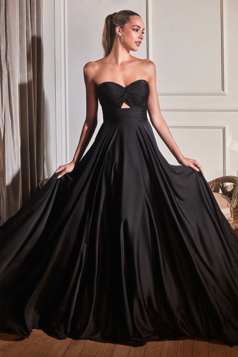 Timeless Radiant Strapless A-Line Satin Keyhole Gown for Evening - CD7496