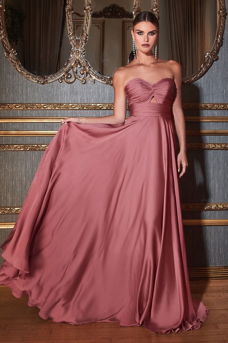 Timeless Radiant Strapless A-Line Satin Keyhole Gown for Evening - CD7496