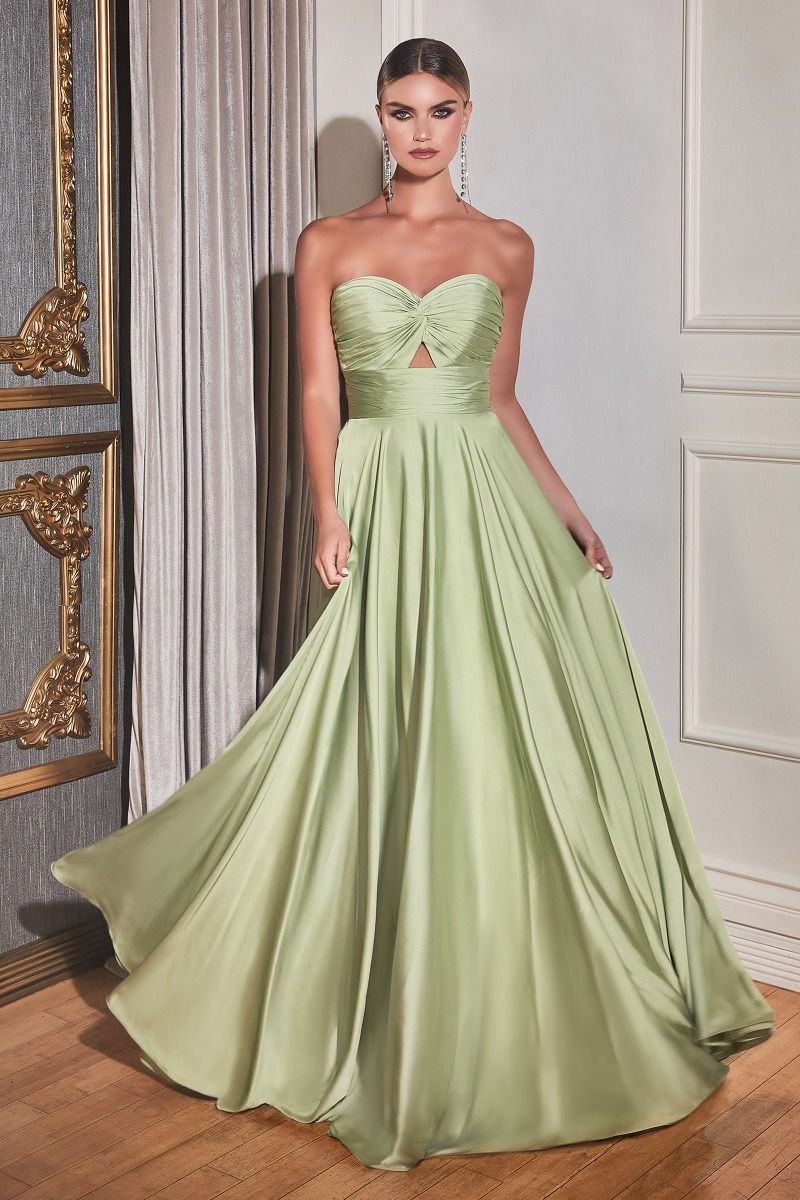 Timeless Radiant Strapless A-Line Satin Keyhole Gown for Evening - CD7496
