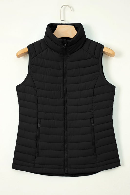 Harper Quilted Zipped Puffer Vest-0
