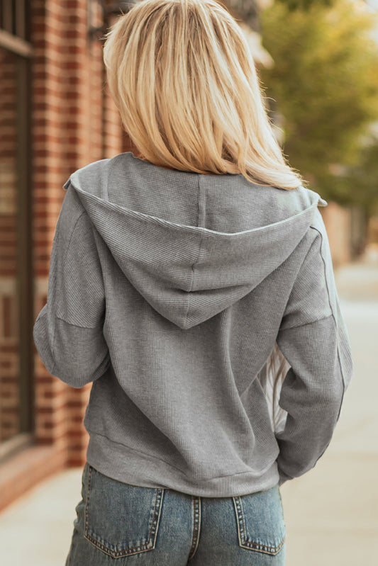 Kayla Waffle Zip Up Hooded Jacket-1