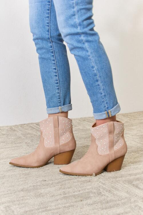 Elacy Favorite Rhinestone Ankle Cowgirl Booties