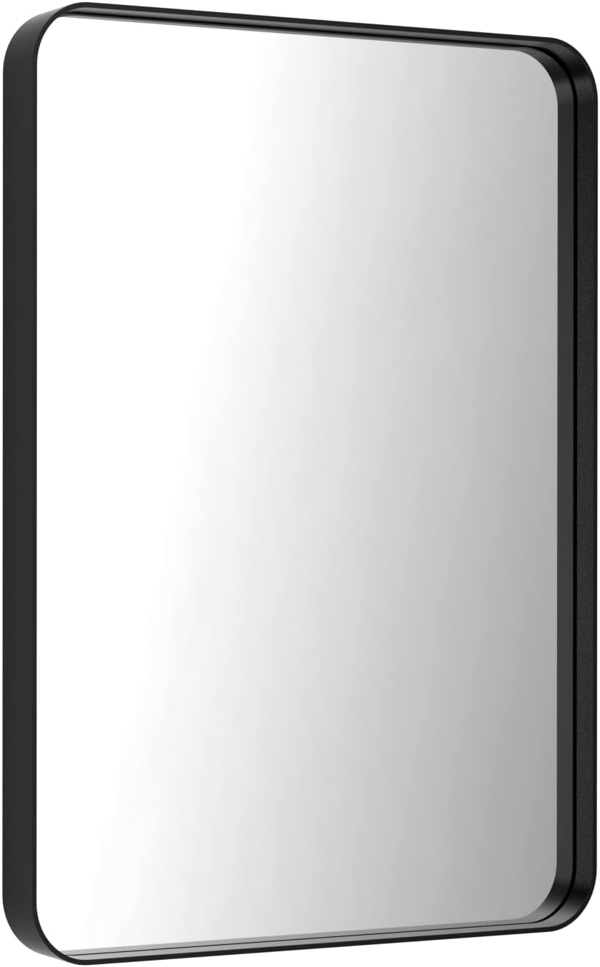 Matte Black Industrial Framed Bathroom Mirror 22x30-2