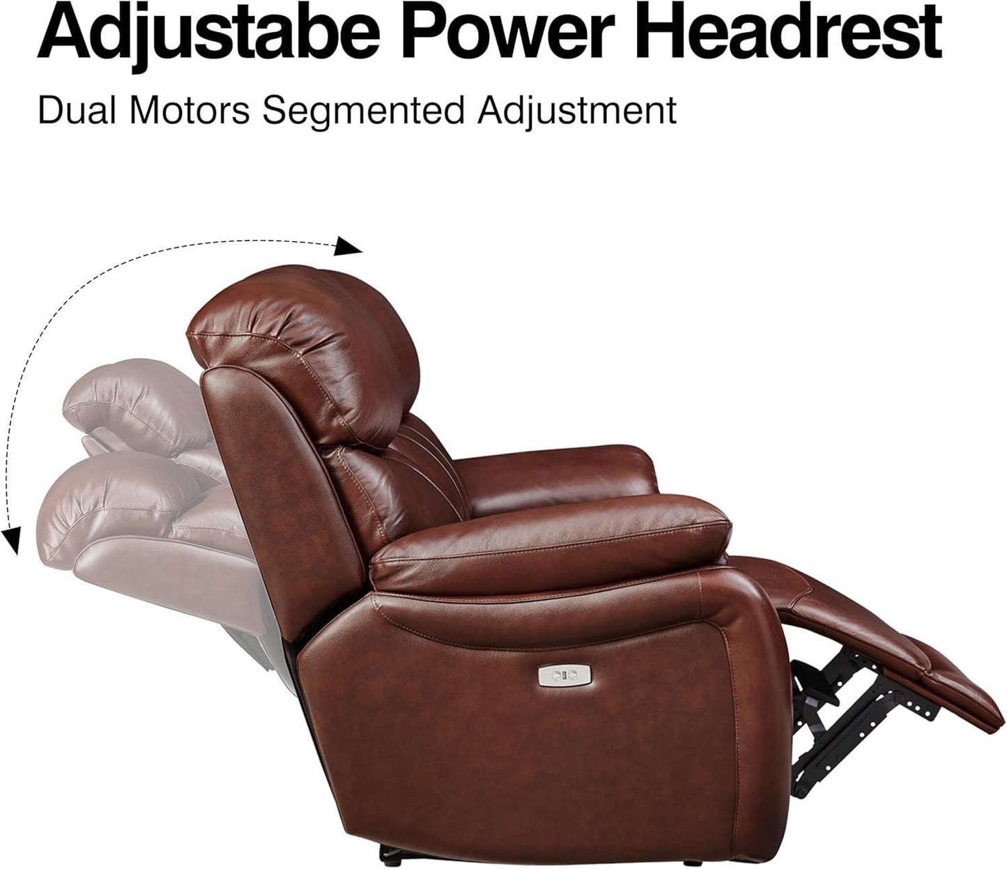 Brown Fullgrain Leather Powered Recliner Sofa Unit-2
