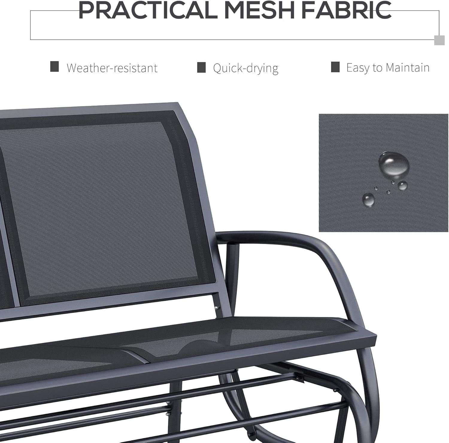 Two Person Outdoor Glider Bench with Steel Frame-4