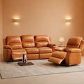 Ginger Faux Leather Reclining Sofa and Loveseat Set-0