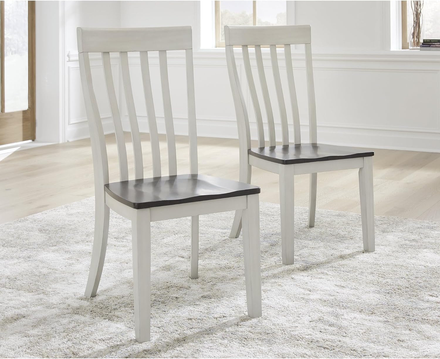Armless Dining Chairs Contoured Seating White Gray-1