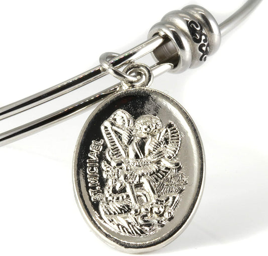 Archangel Michael | Protection Bracelets for Women Stainless Steel St Michael Bangle of Religious Jewelry for Women of Saint Michael or San Miguel Arcangel Protection Bracelet for Men and Women-0