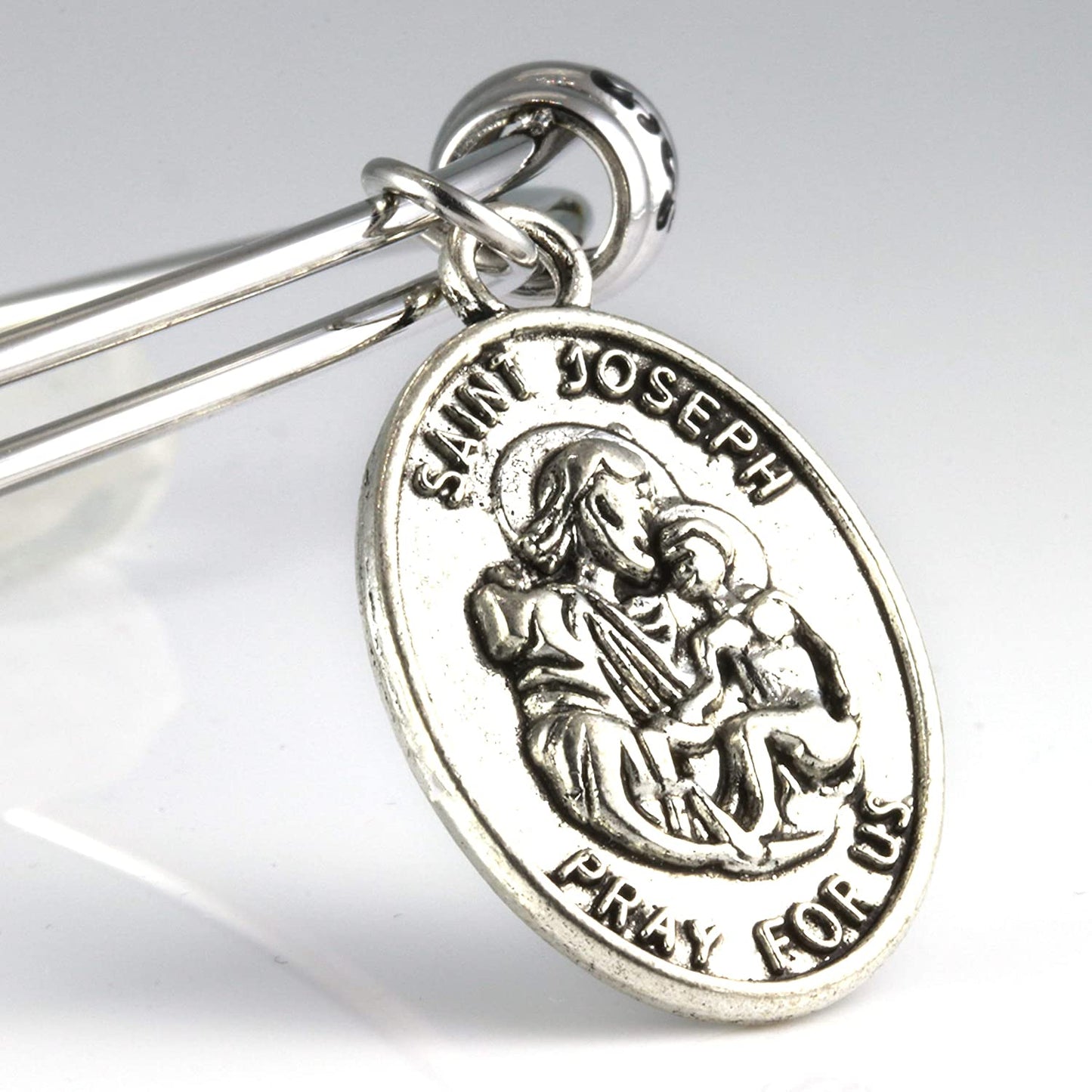St Joseph Medal | St Joseph Bracelet Bangle makes Great Saint Joseph Jewelry for Men or Women-3