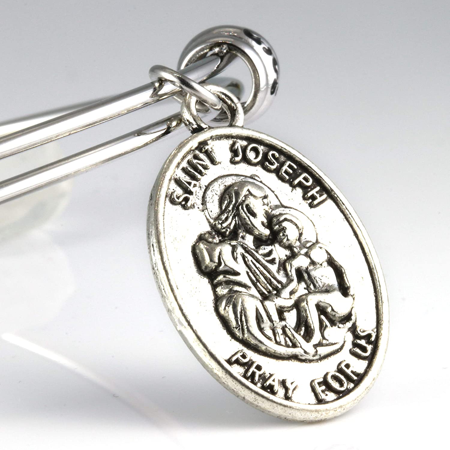 St Joseph Medal | St Joseph Bracelet Bangle makes Great Saint Joseph Jewelry for Men or Women-3
