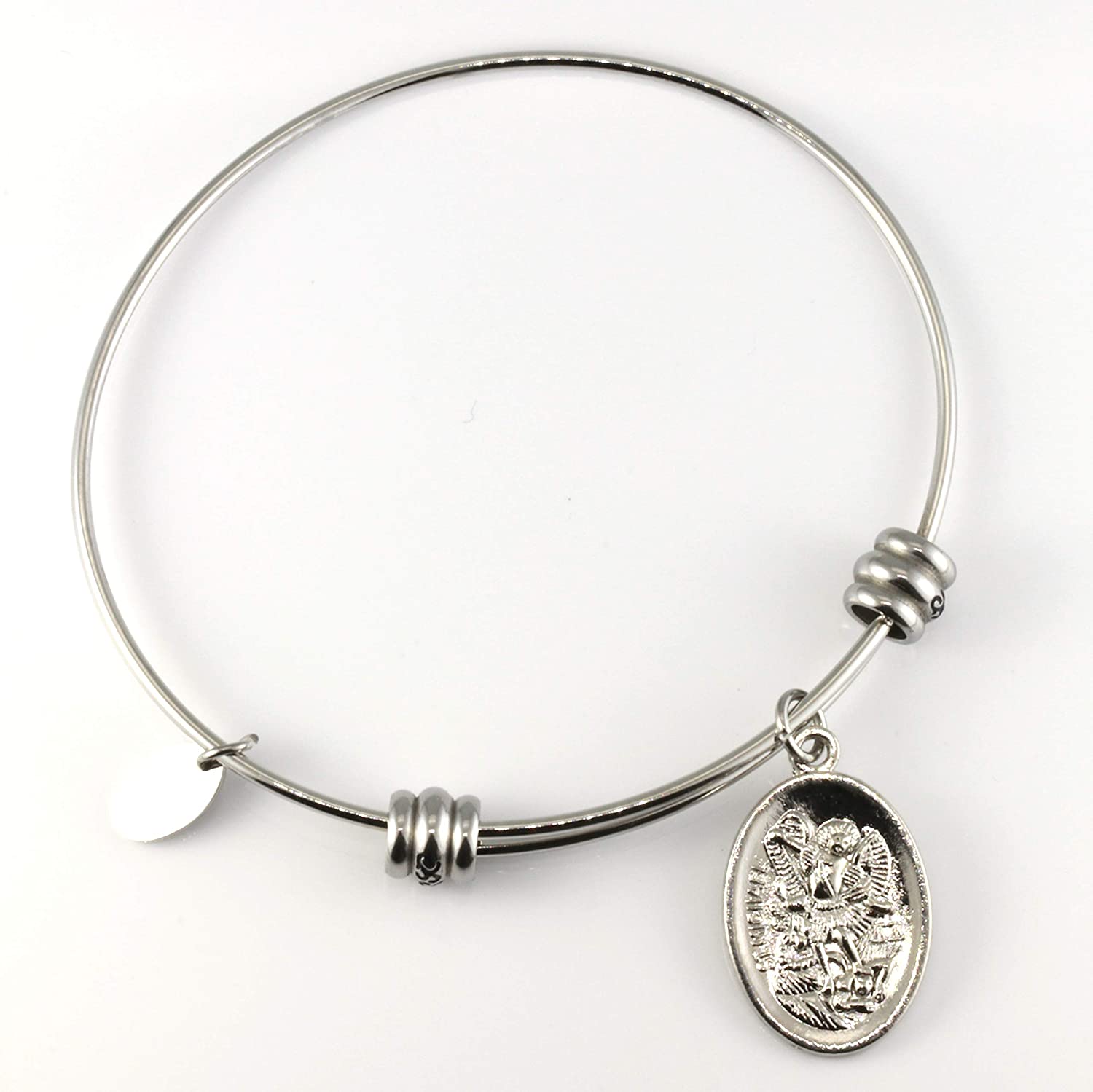Archangel Michael | Protection Bracelets for Women Stainless Steel St Michael Bangle of Religious Jewelry for Women of Saint Michael or San Miguel Arcangel Protection Bracelet for Men and Women-1