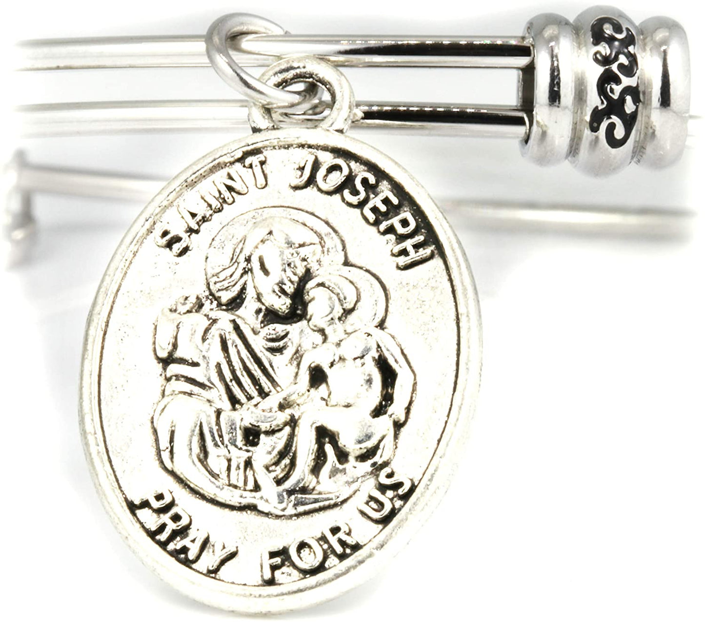 St Joseph Medal | St Joseph Bracelet Bangle makes Great Saint Joseph Jewelry for Men or Women-0