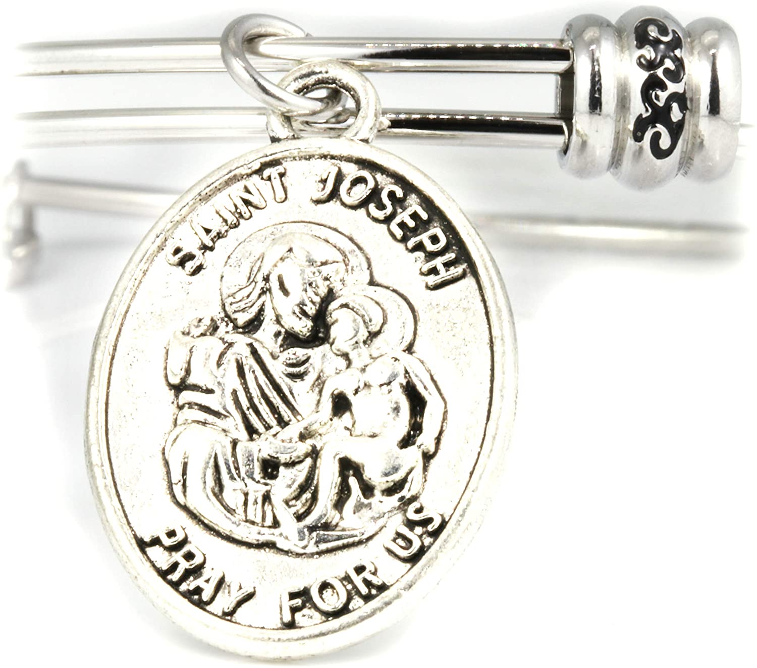 St Joseph Medal | St Joseph Bracelet Bangle makes Great Saint Joseph Jewelry for Men or Women-0