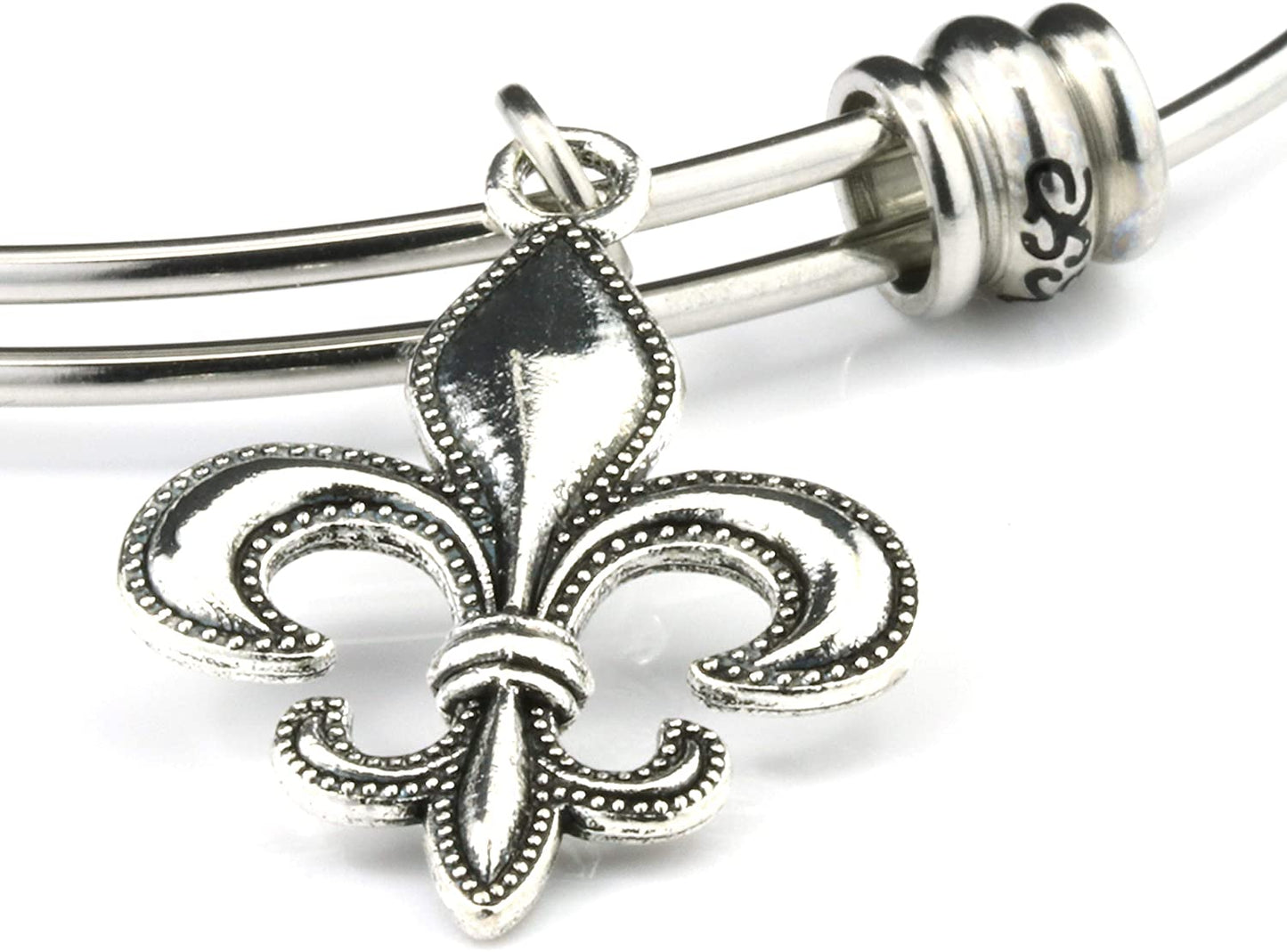 Fleur de Lis Bracelet | Fleur de Lis Jewelry Bangle Stainless Steel Hypoallergenic Fleurdelis Jewelry for Women and Men Unusual Jewelry for Women and Men with one of The Nicest Fleur de Lis Charms-0