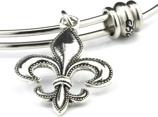 Fleur de Lis Bracelet | Fleur de Lis Jewelry Bangle Stainless Steel Hypoallergenic Fleurdelis Jewelry for Women and Men Unusual Jewelry for Women and Men with one of The Nicest Fleur de Lis Charms-0